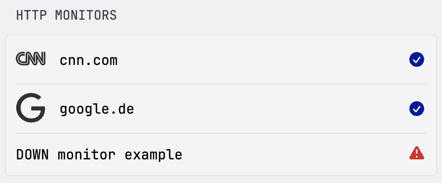 Kuvasz HTTP monitors widget (compact style) on Glance